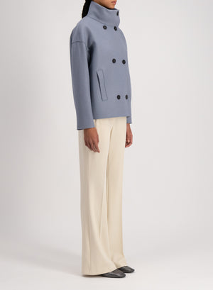 Cropped funnel jacket in pressed wool