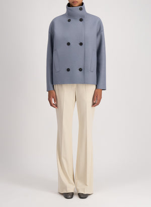 Cropped funnel jacket in pressed wool