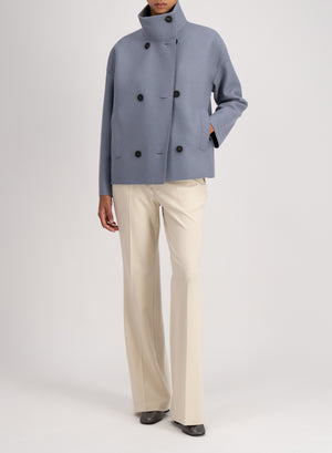 Cropped funnel jacket in pressed wool