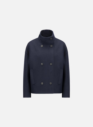 Cropped funnel jacket in pressed wool