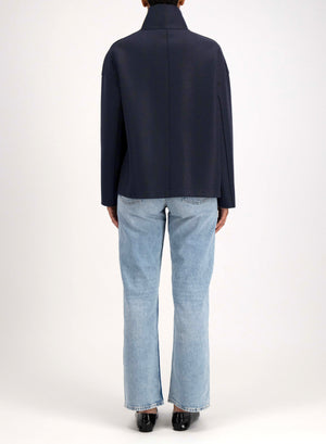 Cropped funnel jacket in pressed wool