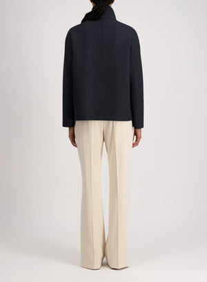 Cropped funnel jacket pressed wool