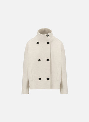 Cropped funnel jacket in pressed wool