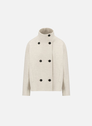 Cropped funnel jacket pressed wool