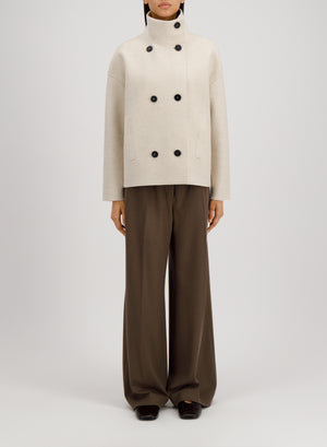 Cropped funnel jacket in pressed wool