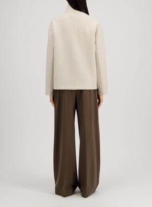 Cropped funnel jacket in pressed wool