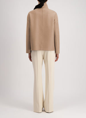 Cropped funnel jacket pressed wool
