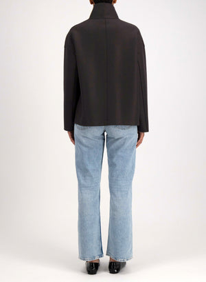 Cropped funnel jacket in pressed wool