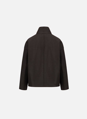 Cropped funnel jacket in pressed wool