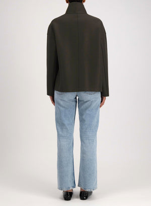 Cropped funnel jacket in pressed wool
