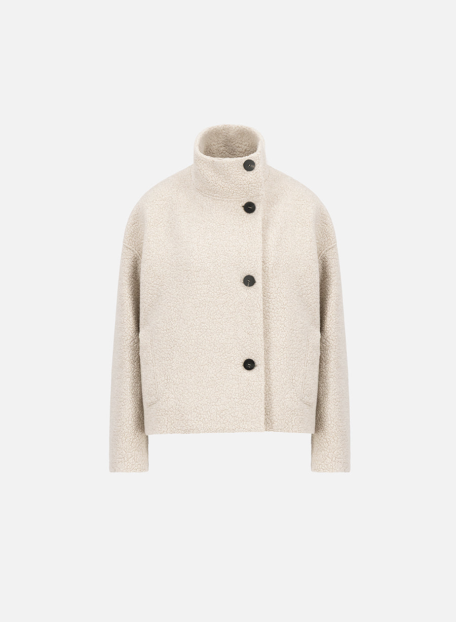 Cropped funnel jacket in bouclé