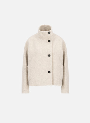Cropped funnel jacket in bouclé