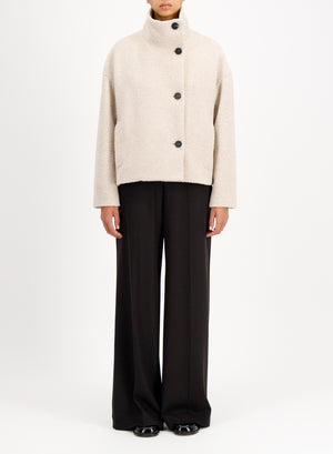 Cropped funnel jacket in bouclé