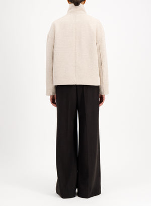 Cropped funnel jacket in bouclé
