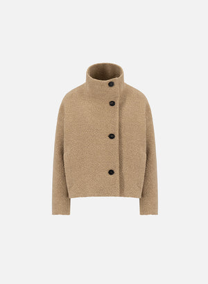 Cropped funnel jacket in bouclé