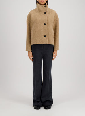 Cropped funnel jacket in bouclé