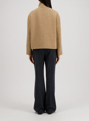 Cropped funnel jacket in bouclé