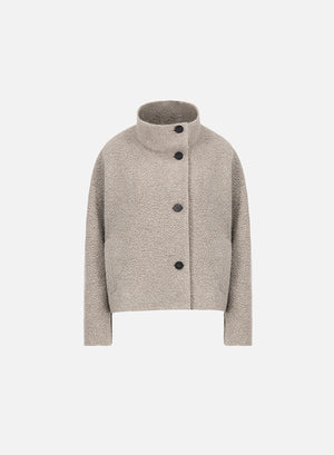 Cropped funnel jacket in bouclé