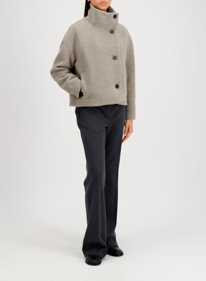 Cropped funnel jacket in bouclé