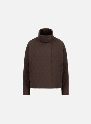 cropped funnel quilted jacket