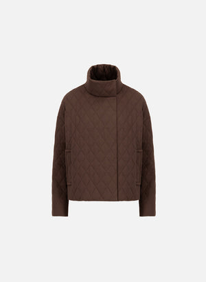 Cropped funnel quilted jacket