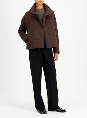 Cropped funnel quilted jacket