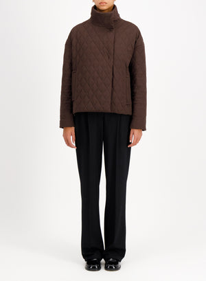 Cropped funnel quilted jacket