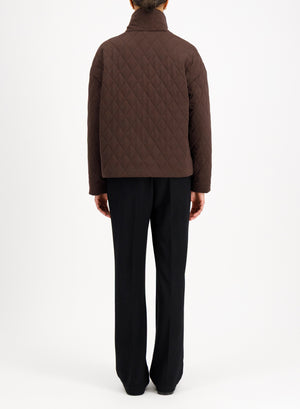 Cropped funnel quilted jacket