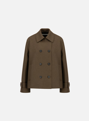 oversized short trench pressed wool with quilted lining