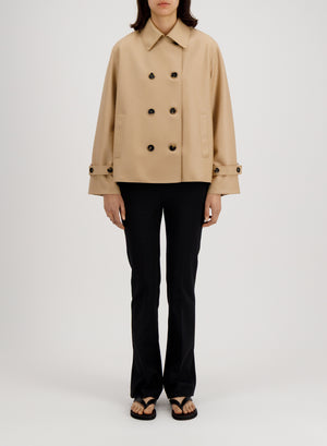 oversized short trench light pressed wool