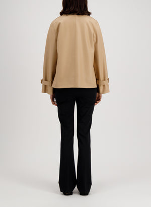 oversized short trench light pressed wool