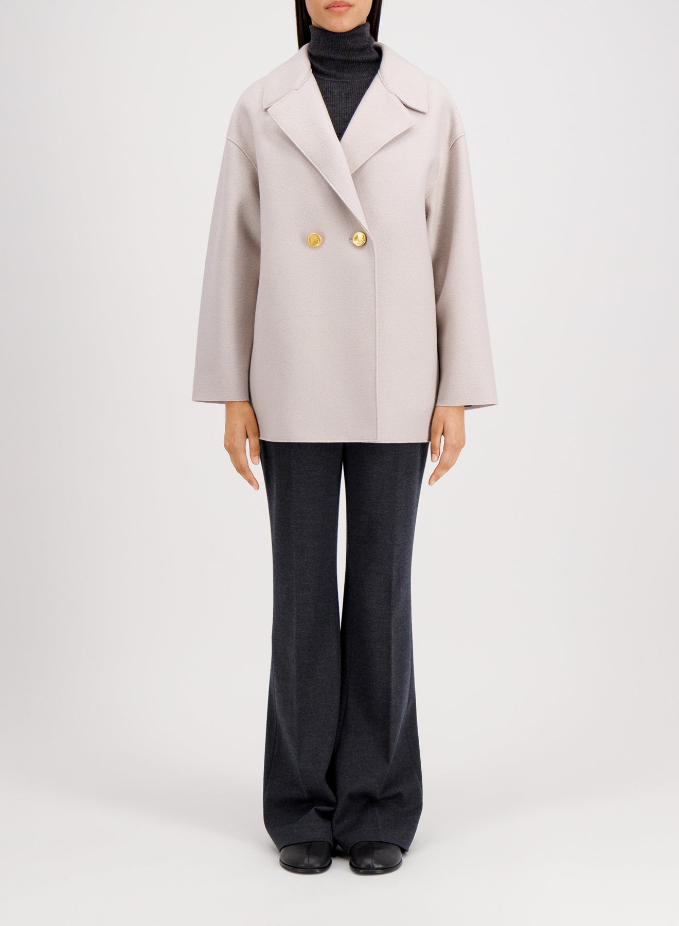 Dropped shoulder jacket pressed wool
