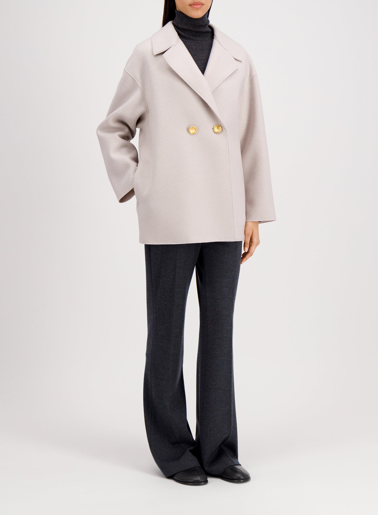 Dropped shoulder jacket pressed wool