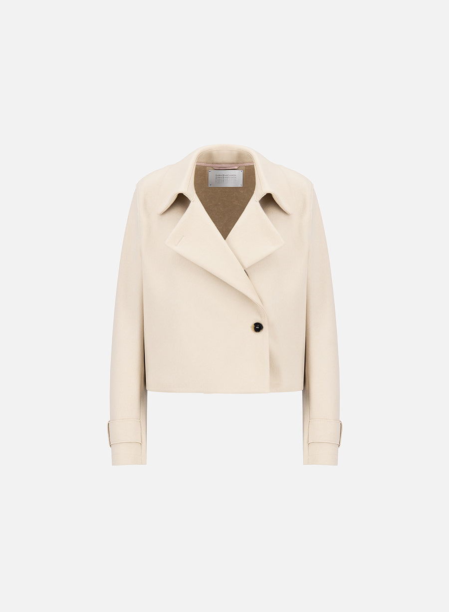 Cropped trench cashmere blend