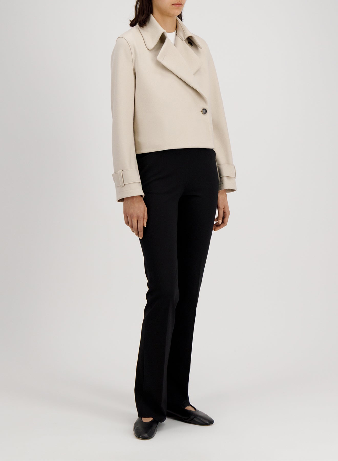 Cropped trench cashmere blend