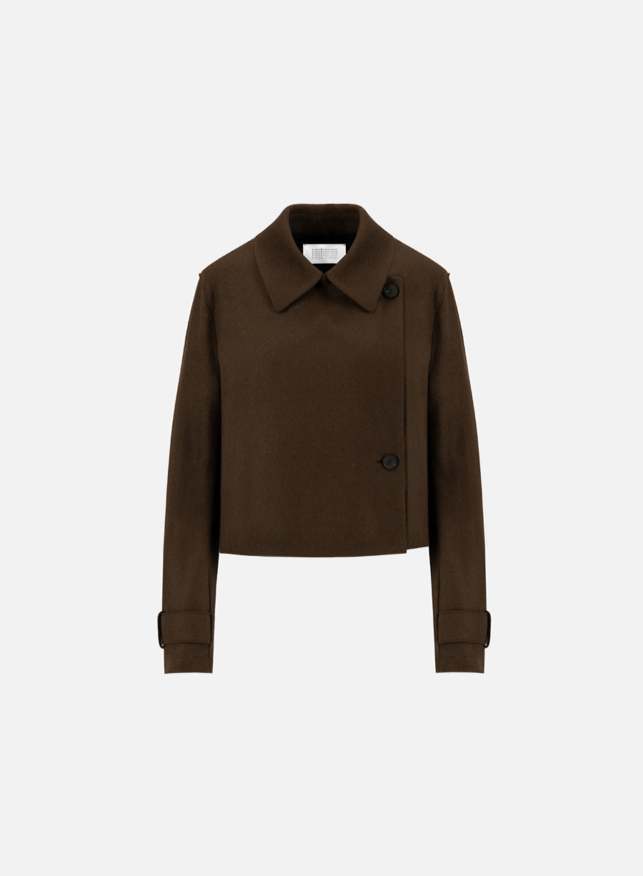 Cropped trench cashmere blend