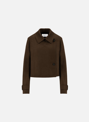 Cropped trench in cashmere blend