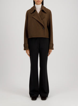 Cropped trench cashmere blend