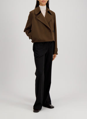 Cropped trench in cashmere blend