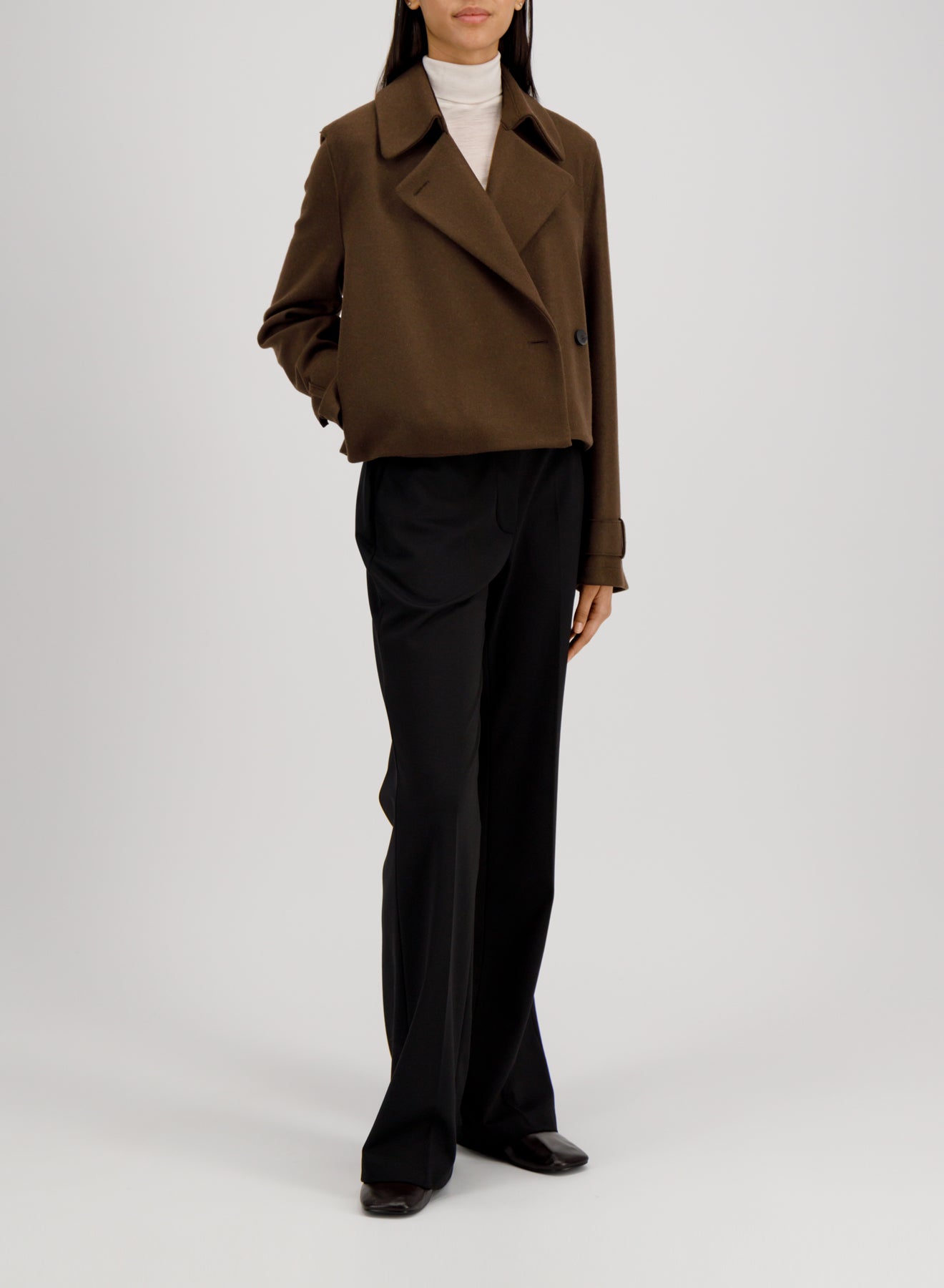 Cropped trench cashmere blend