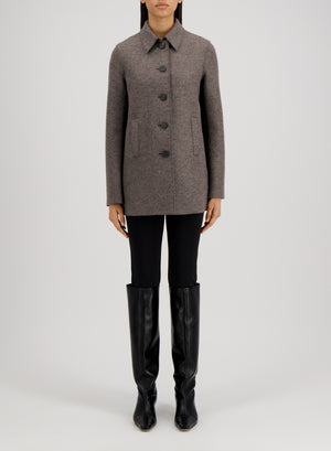 Women travel mac pressed wool
