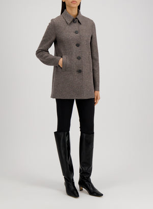 Women travel mac pressed wool
