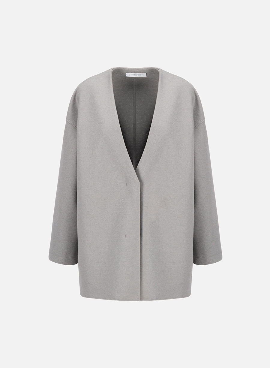 dropped shoulder cardigan light pressed wool