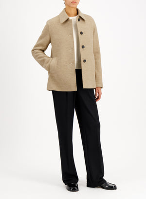 Travel mac coat in boiled wool