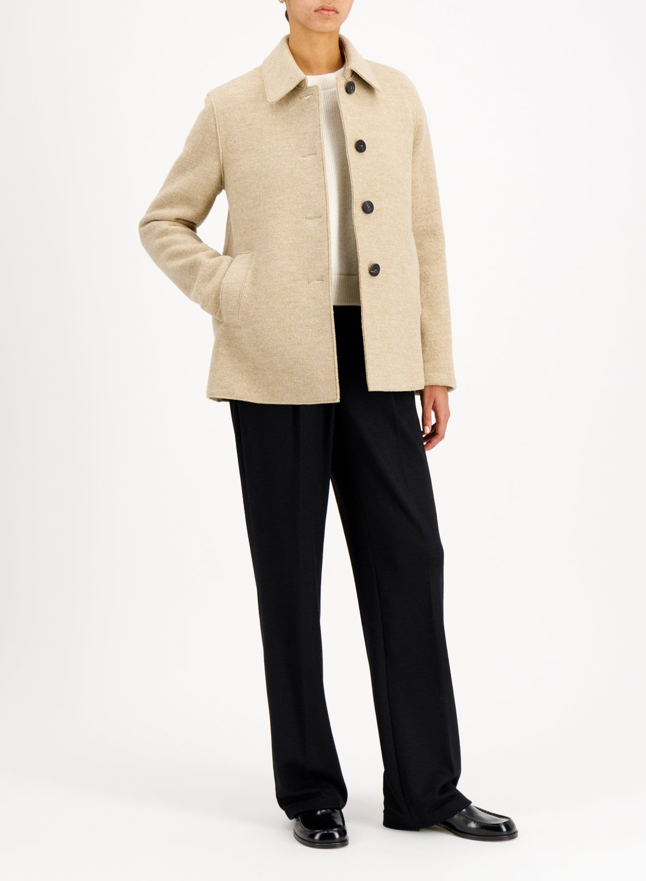 travel mac coat boiled wool