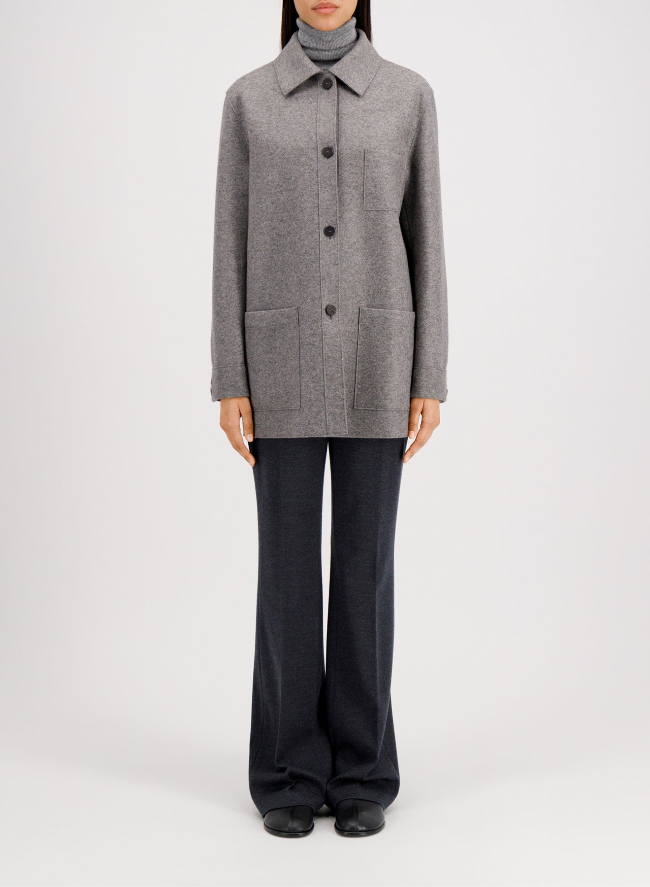 Women chore jacket flannel cashmere crafted with Loro Piana fabric