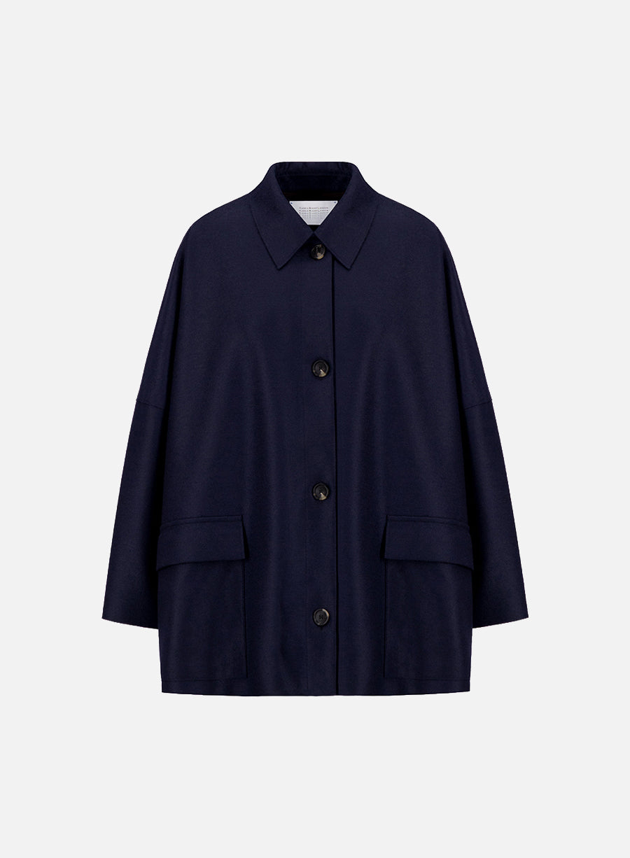 oversized cape light pressed wool