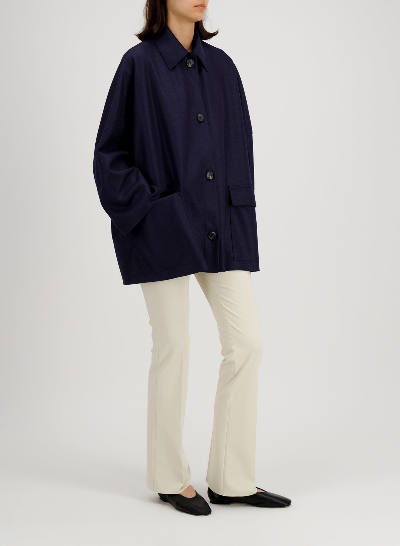 oversized cape light pressed wool