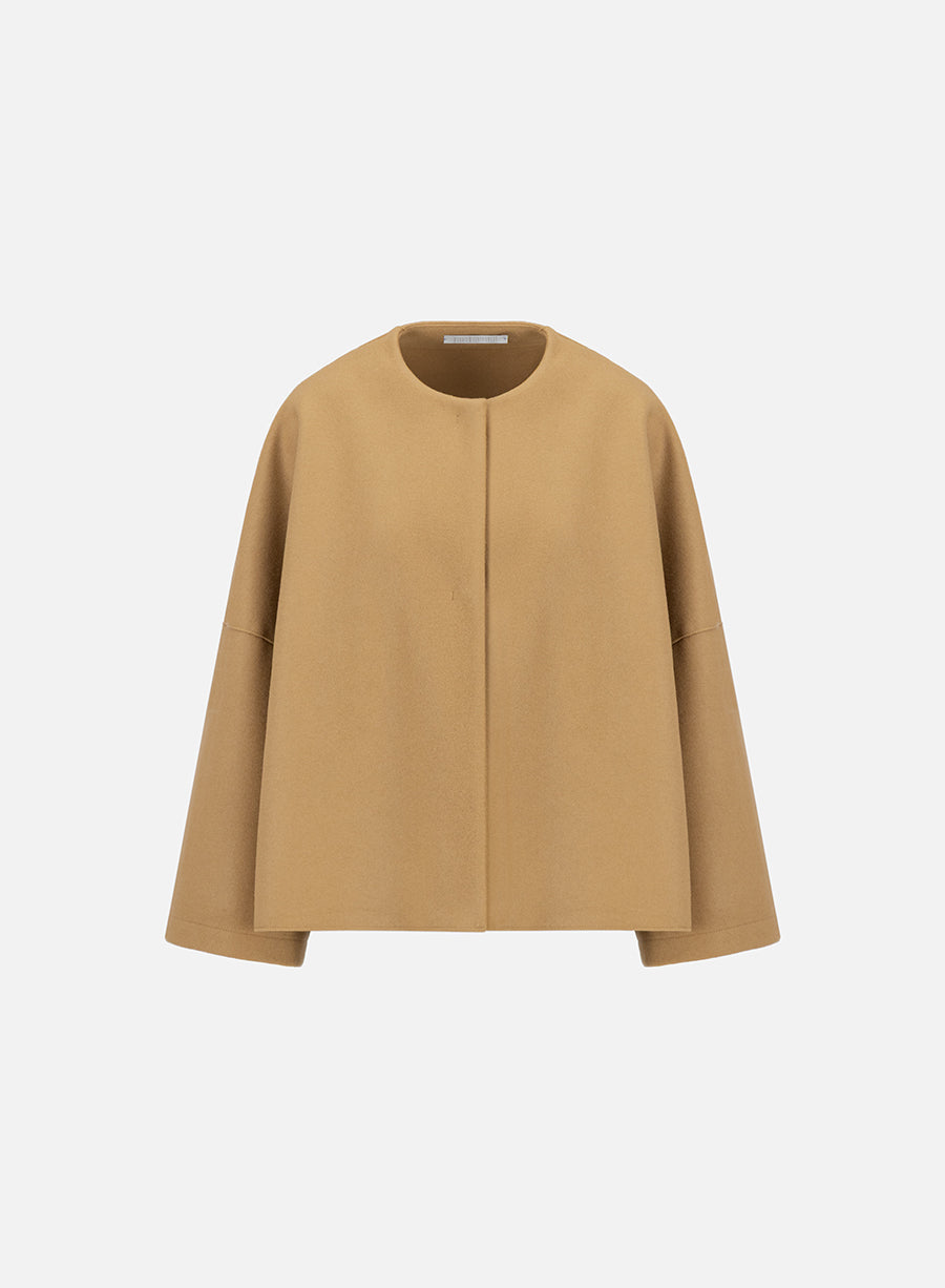 Women collarless cape cashmere blend