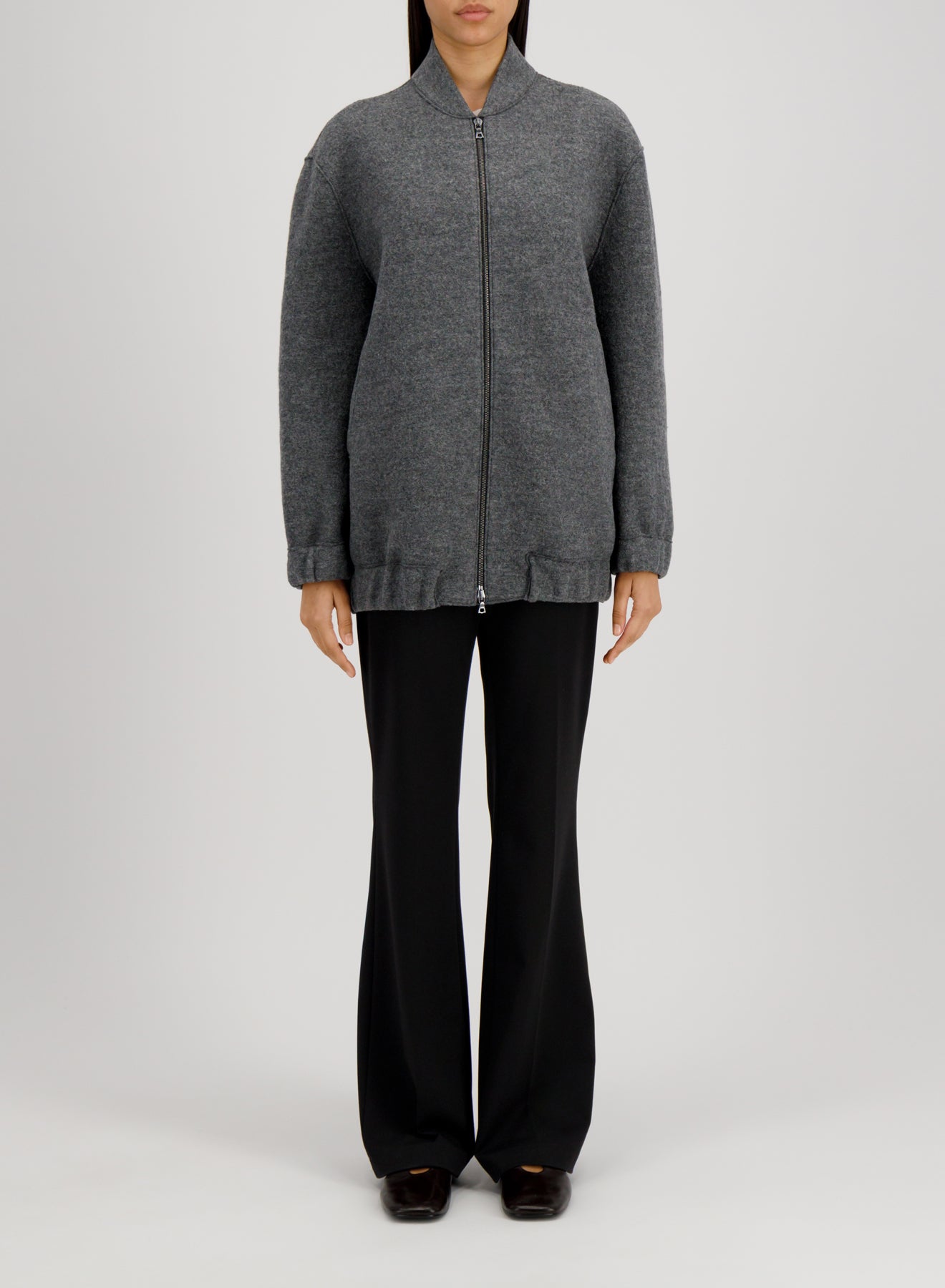 Oversized bomber boiled wool